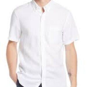 TROPICAL CHIC Men's White Short Sleeve Linen Blend  Button Up Shirt 2X